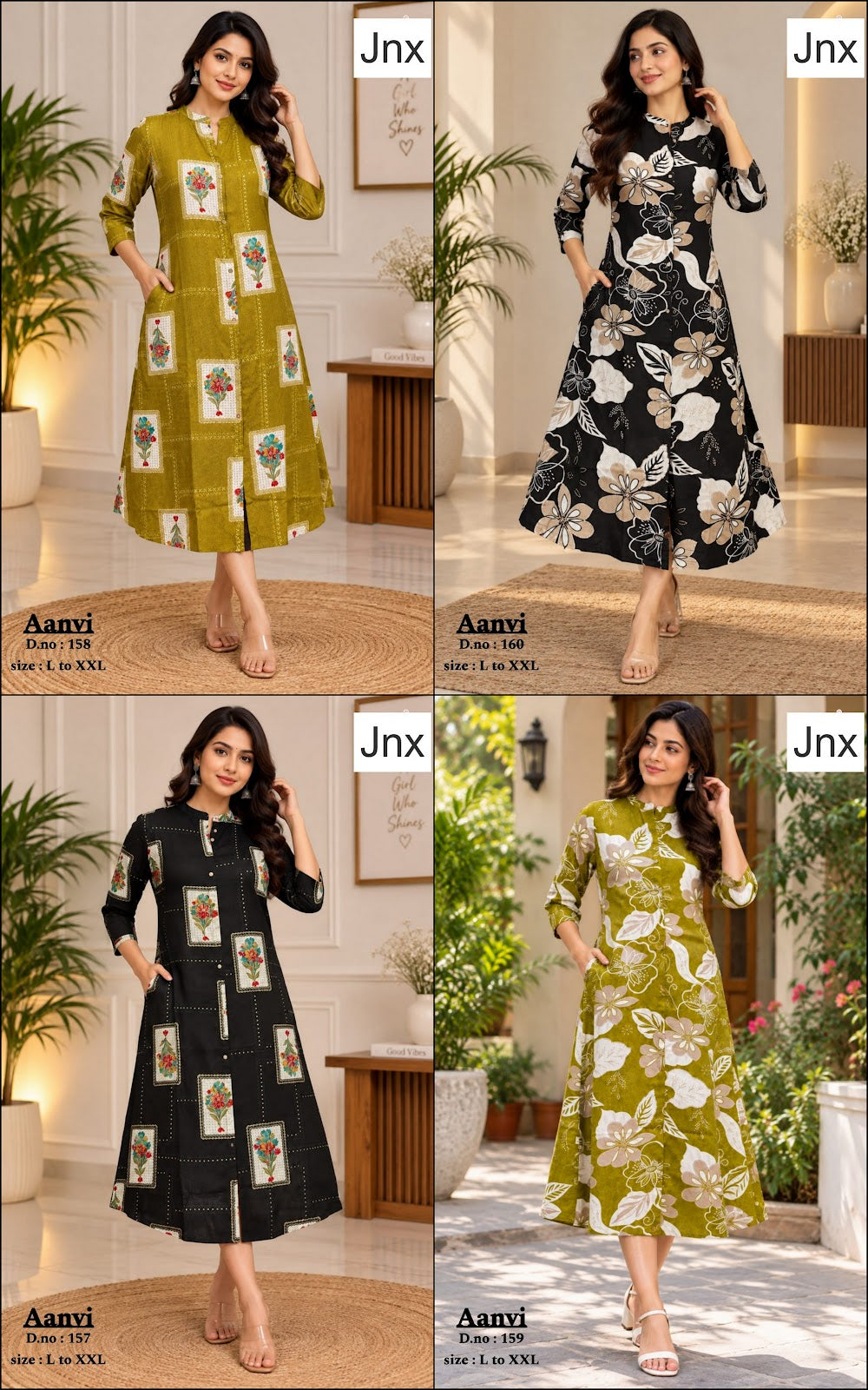 Aanvi Jnx Rayon A-Line Kurti Supplier Gujarat