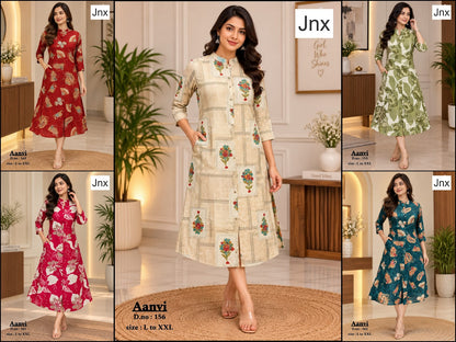 Aanvi Jnx Rayon A-Line Kurti Supplier Gujarat