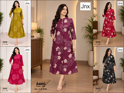 Aanvi Jnx Rayon A-Line Kurti Supplier Gujarat