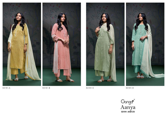 Aanya S3191 Ganga Cotton Satin Plazzo Style Suits Supplier India