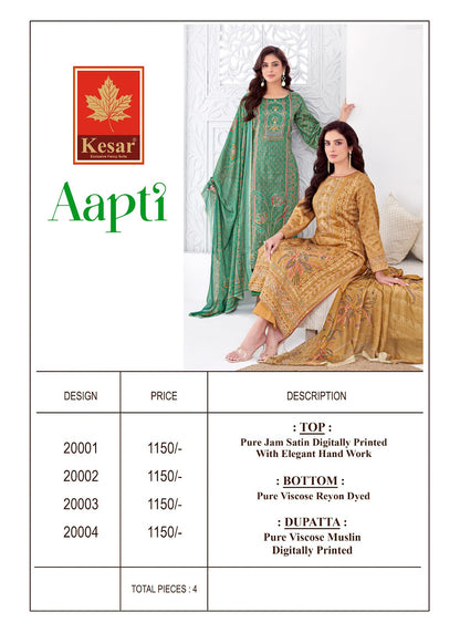 Aapti Kesar Pure Jam Pant Style Suits Manufacturer