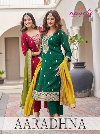 Aaradhna Aanchi Vichitra Silk Readymade Pant Style Suits Wholesaler Gujarat