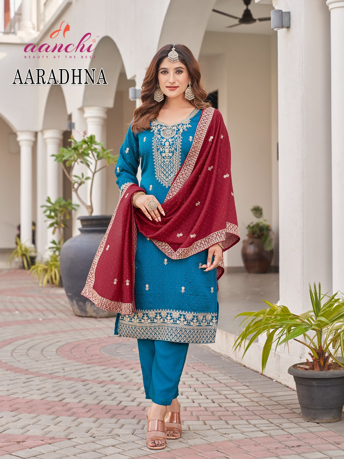 Aaradhna Aanchi Vichitra Silk Readymade Pant Style Suits Wholesaler Gujarat