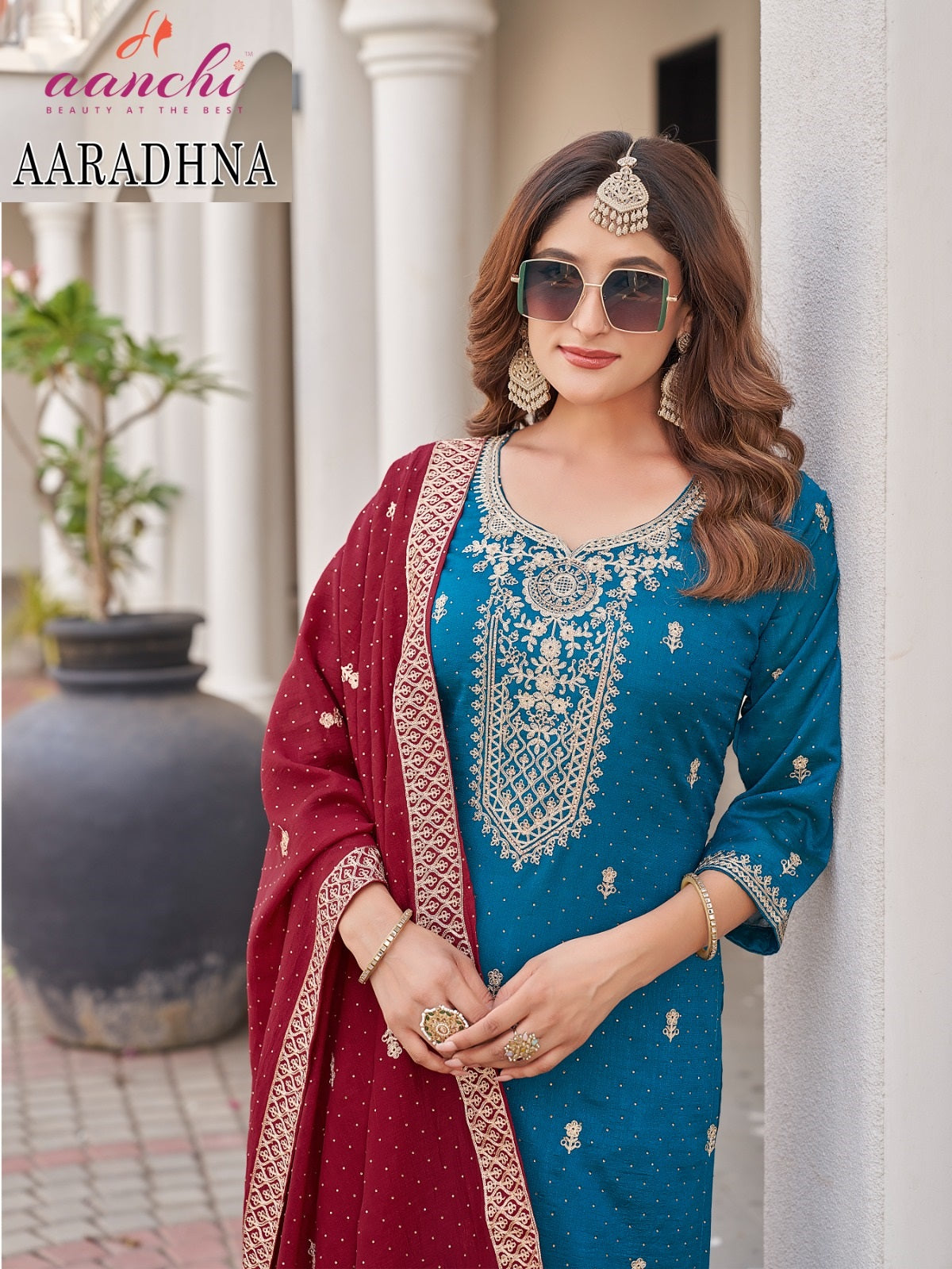 Aaradhna Aanchi Vichitra Silk Readymade Pant Style Suits Wholesaler Gujarat