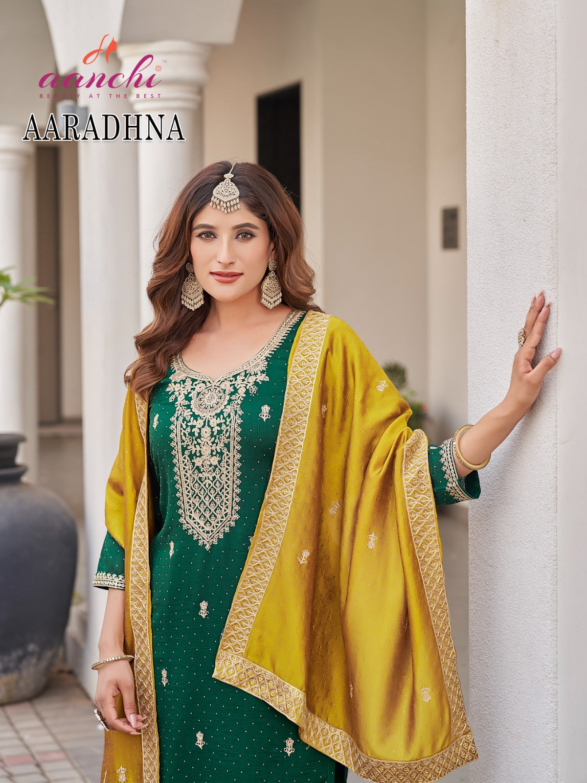 Aaradhna Aanchi Vichitra Silk Readymade Pant Style Suits Wholesaler Gujarat