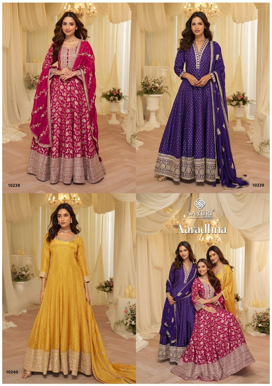 Aaradhna Sayuri Viscose Jacquard Gown Dupatta Set Wholesale