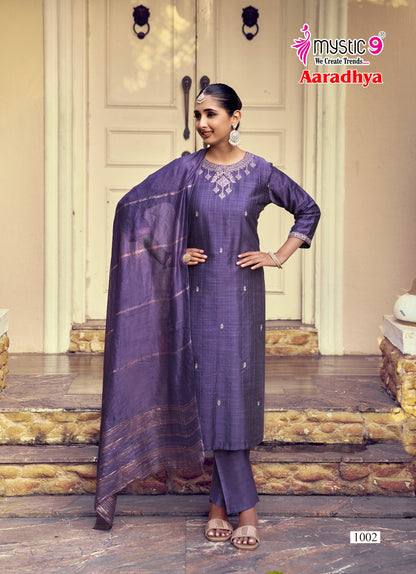 Aaradhya Vol 1 Mystic 9 Silk Readymade Pant Style Suits Manufacturer Ahmedabad
