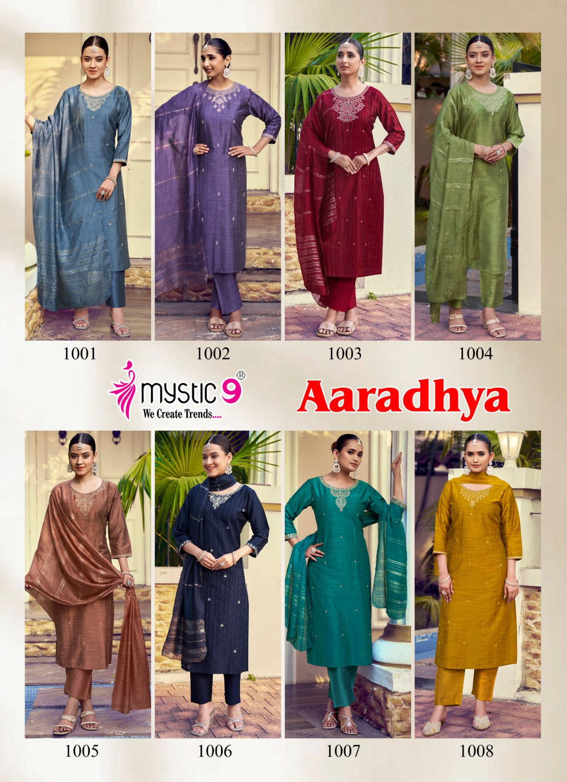 Aaradhya Vol 1 Mystic 9 Silk Readymade Pant Style Suits Manufacturer Ahmedabad
