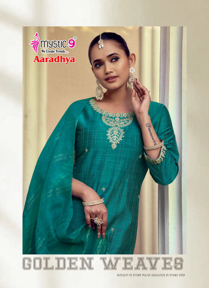 Aaradhya Vol 1 Mystic 9 Silk Readymade Pant Style Suits Manufacturer Ahmedabad