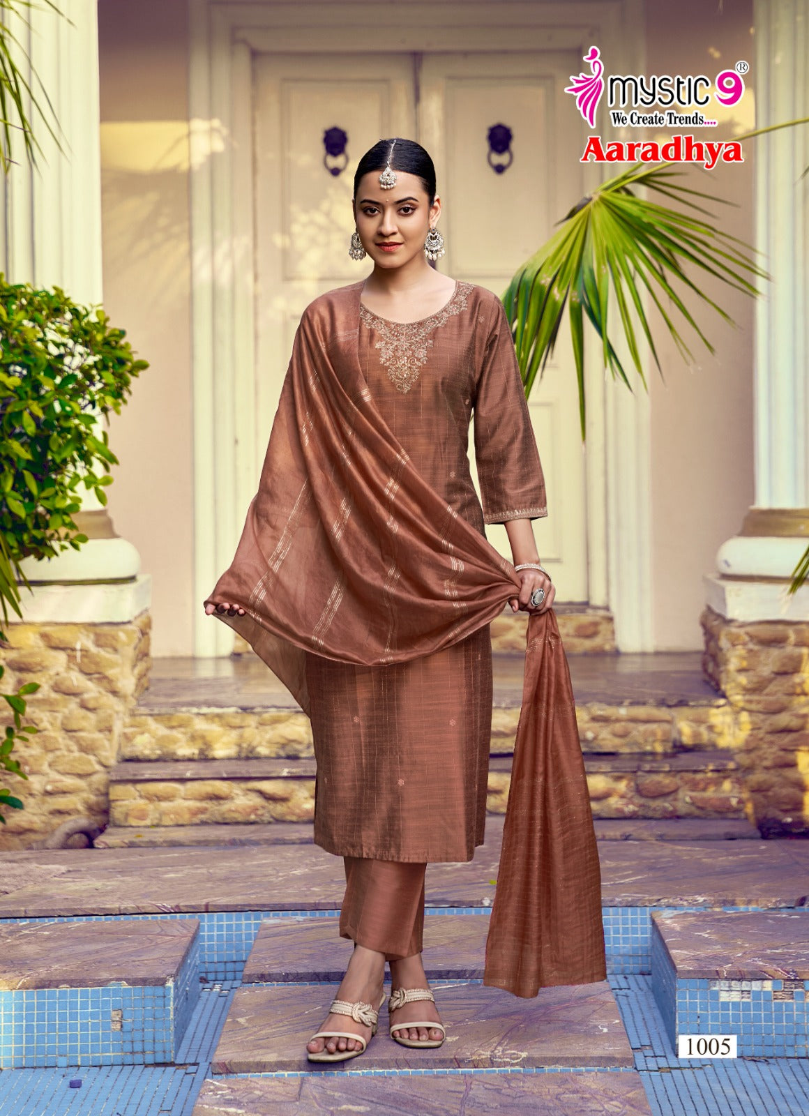 Aaradhya Vol 1 Mystic 9 Silk Readymade Pant Style Suits Manufacturer Ahmedabad