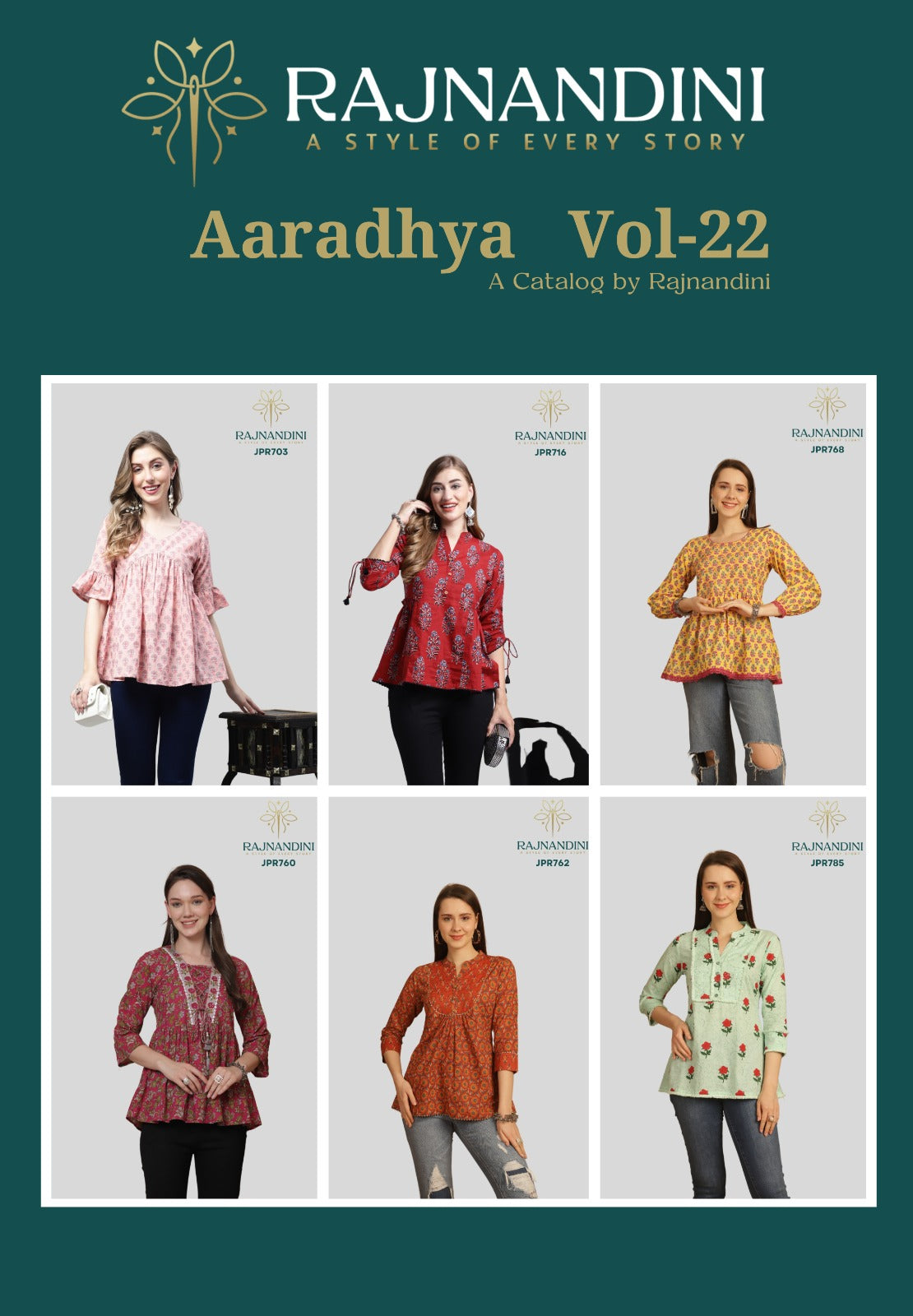 Aaradhya Vol 22 Rajnandini Cambric Cotton Stylish Tops Manufacturer India