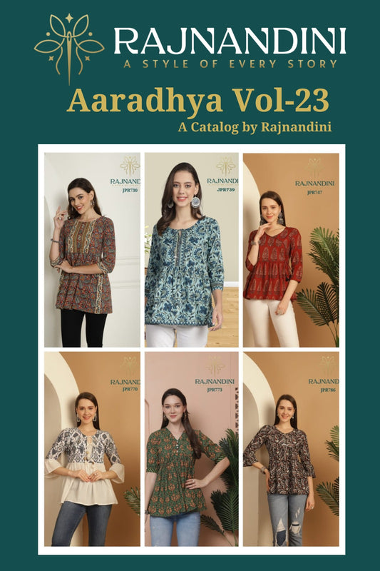 Aaradhya Vol 23 Rajnandini Cotton Stylish Tops Wholesale