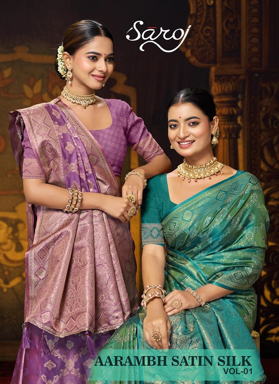 Aarambh Satin Silk Vol 1 Saroj Sarees Manufacturer Ahmedabad