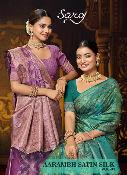 Aarambh Satin Silk Vol 1 Saroj Sarees Manufacturer Ahmedabad