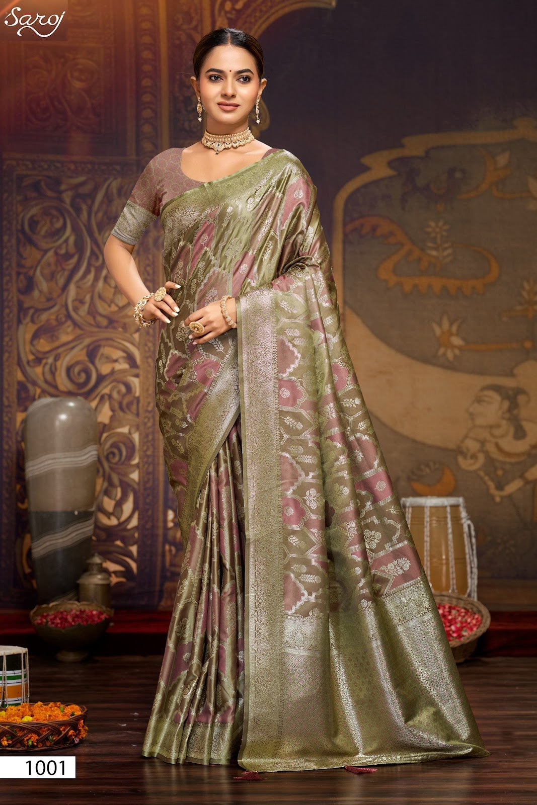 Aarambh Satin Silk Vol 3 Saroj Sarees Wholesaler Gujarat