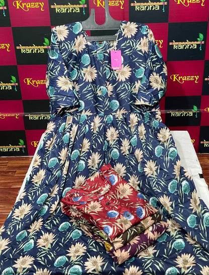 Aarav 080325 Kanha Wrinkle Anarkali Kurtis Supplier