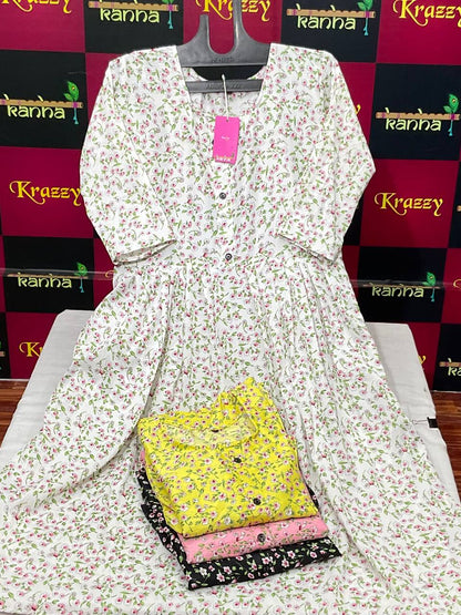 Aarav 080325 Kanha Wrinkle Anarkali Kurtis Supplier