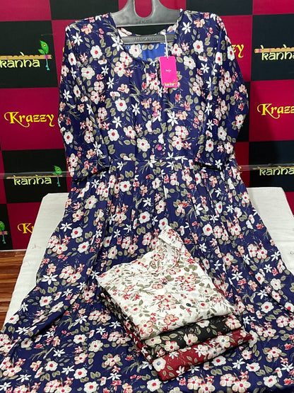 Aarav 080325 Kanha Wrinkle Anarkali Kurtis Supplier