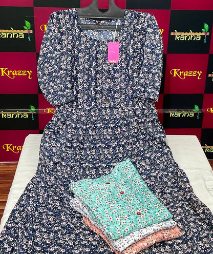 Aarav 080325 Kanha Wrinkle Anarkali Kurtis Supplier