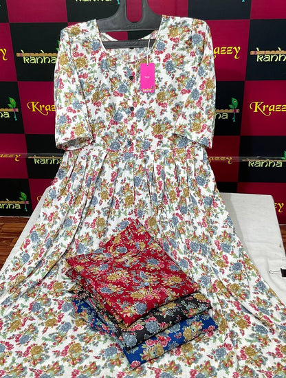 Aarav 080325 Kanha Wrinkle Anarkali Kurtis Supplier