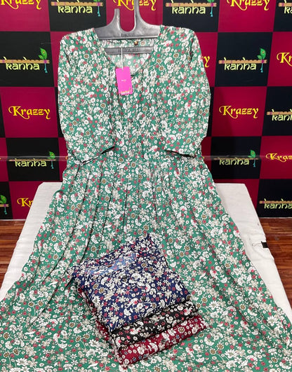 Aarav 080325 Kanha Wrinkle Anarkali Kurtis Supplier