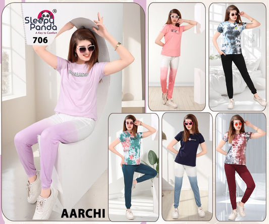 Aarchi 706 Sleepy Panda Tencil Pyjama Night Suits Wholesaler India