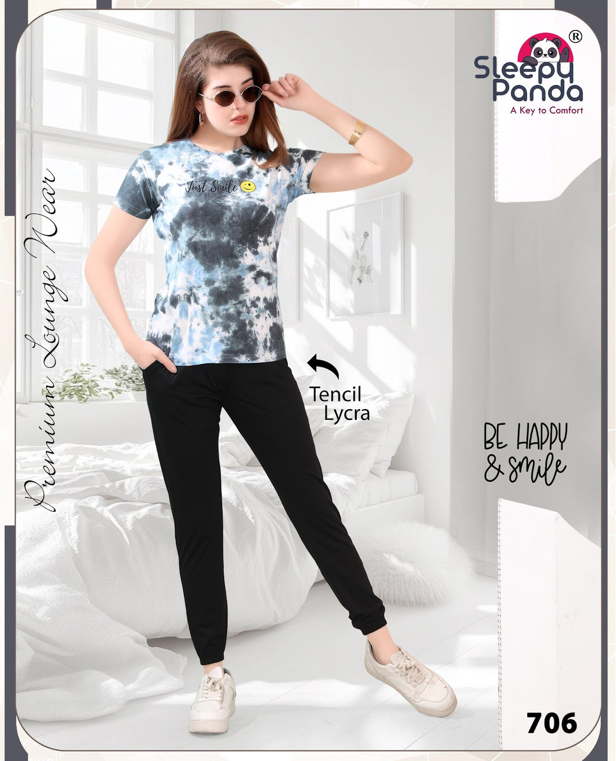 Aarchi 706 Sleepy Panda Tencil Pyjama Night Suits Wholesaler India