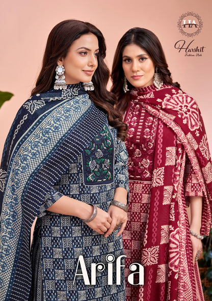 Aarifa Harshit Fashion Pure Cotton Plazzo Style Suits Wholesaler Ahmedabad