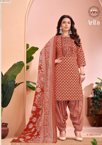 Aarifa Harshit Fashion Pure Cotton Plazzo Style Suits Wholesaler Ahmedabad