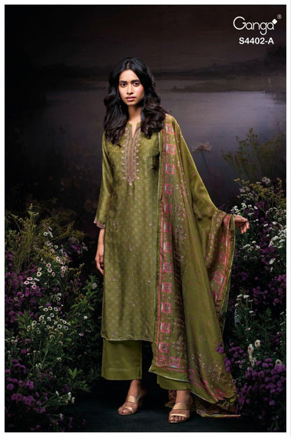 Aarika 4402 Ganga Bemberg Silk Pant Style Suits Manufacturer