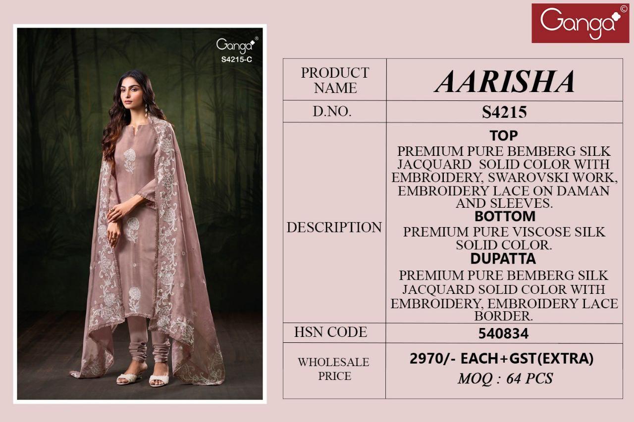 Aarisha 4215 Ganga Bemberg Silk Pant Style Suits Manufacturer Gujarat