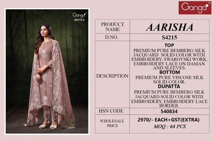 Aarisha 4215 Ganga Bemberg Silk Pant Style Suits Manufacturer Gujarat