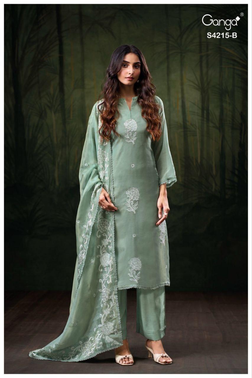 Aarisha 4215 Ganga Bemberg Silk Pant Style Suits Manufacturer Gujarat