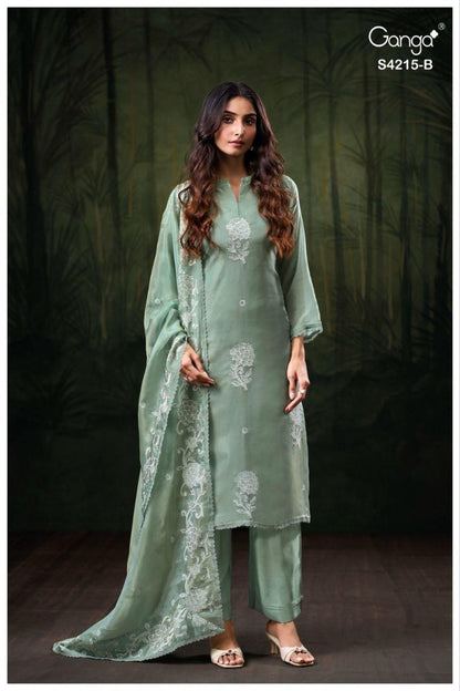 Aarisha 4215 Ganga Bemberg Silk Pant Style Suits Manufacturer Gujarat