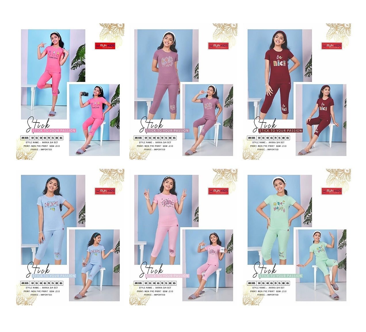 Aarka Run Kids Imported Girls Capri Night Suits Supplier Ahmedabad