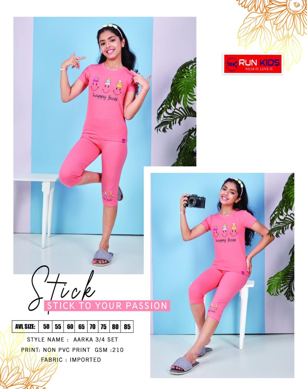 Aarka Run Kids Imported Girls Capri Night Suits Supplier Ahmedabad