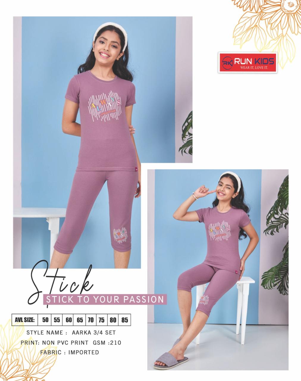Aarka Run Kids Imported Girls Capri Night Suits Supplier Ahmedabad