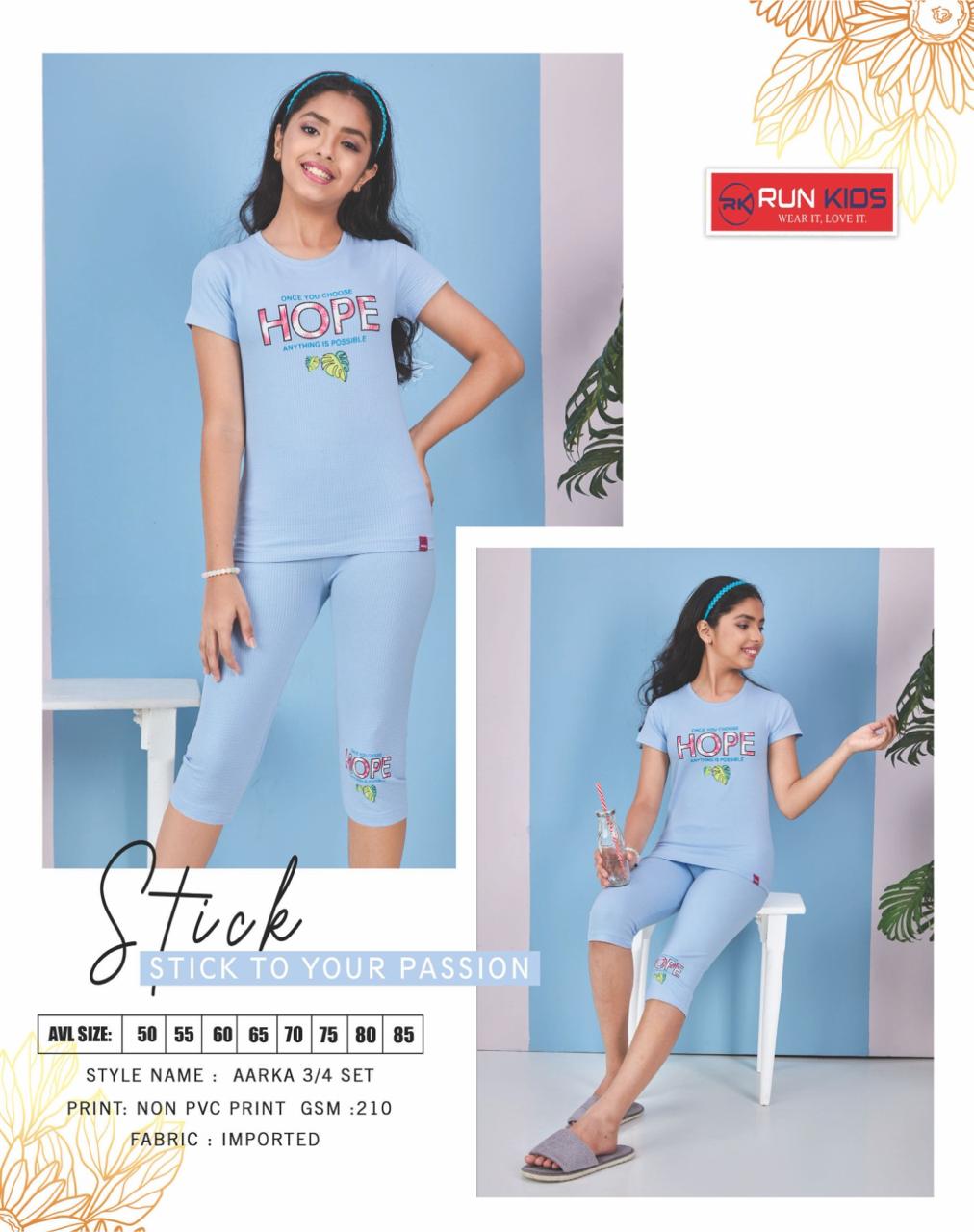 Aarka Run Kids Imported Girls Capri Night Suits Supplier Ahmedabad