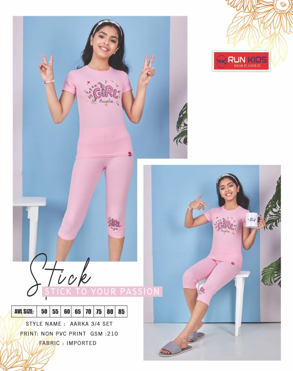 Aarka Run Kids Imported Girls Capri Night Suits Supplier Ahmedabad