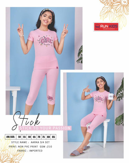Aarka Run Kids Imported Girls Capri Night Suits Supplier Ahmedabad