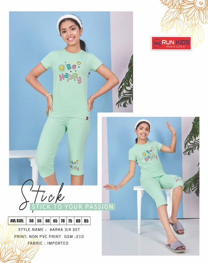 Aarka Run Kids Imported Girls Capri Night Suits Supplier Ahmedabad