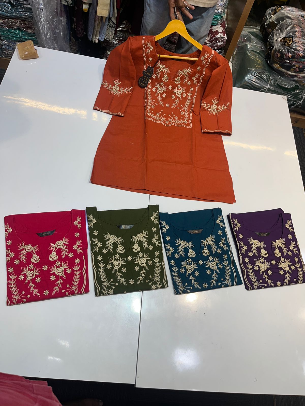Aarna G2K Dhabu Cotton Short Kurtis Wholesale Rate