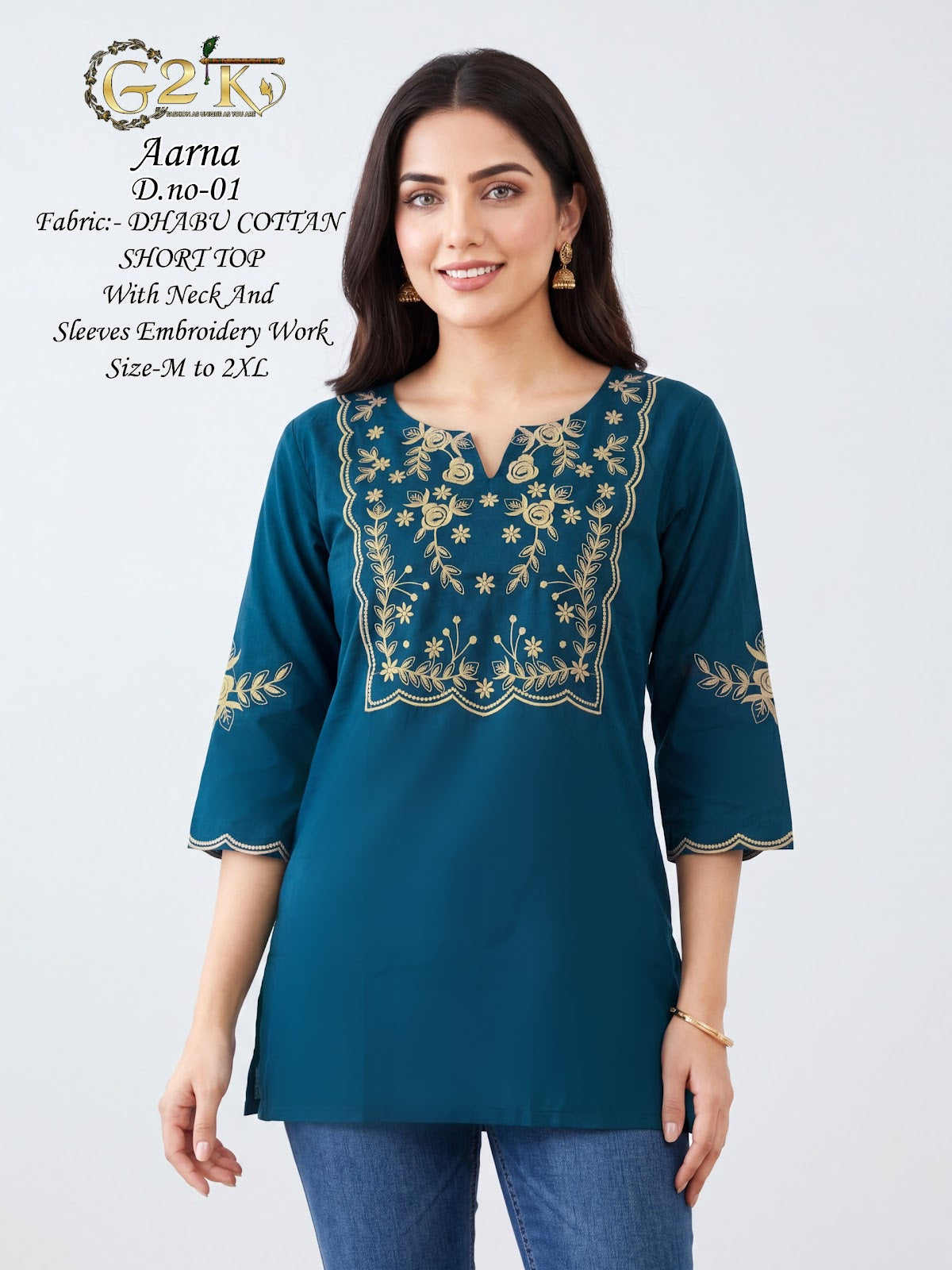Aarna G2K Dhabu Cotton Short Kurtis Wholesale Rate