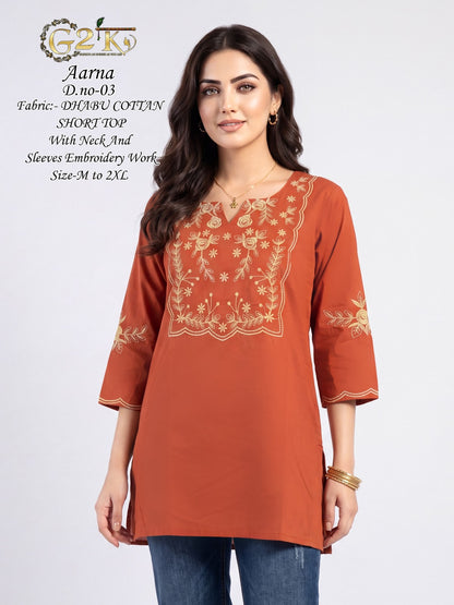 Aarna G2K Dhabu Cotton Short Kurtis Wholesale Rate