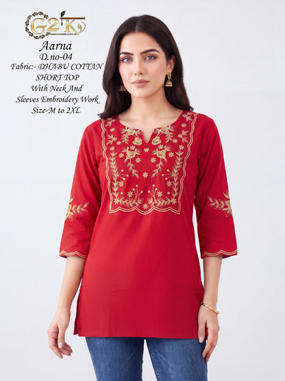 Aarna G2K Dhabu Cotton Short Kurtis Wholesale Rate