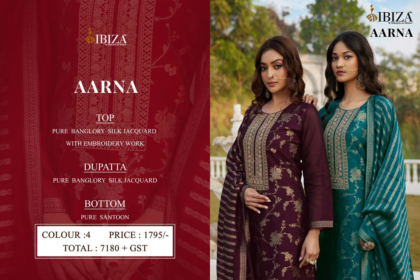 Aarna Ibiza Banglori Silk Pant Style Suits Wholesale Price