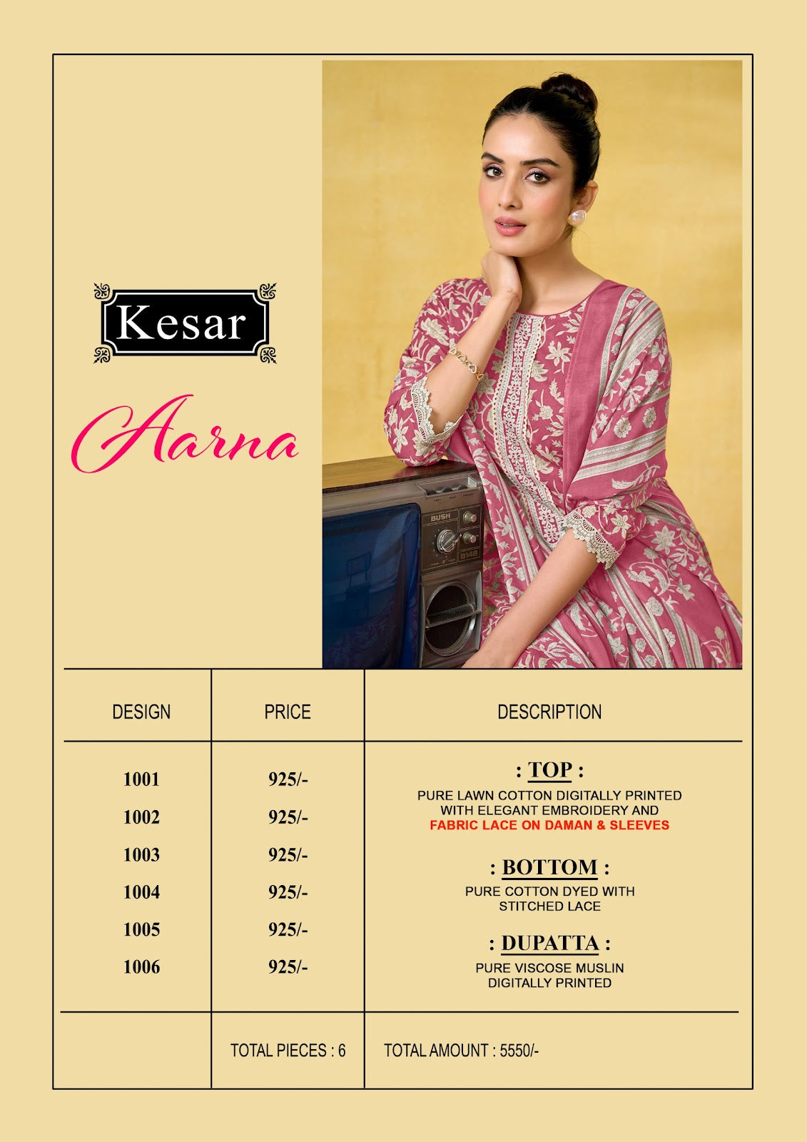 Aarna Kesar Lawn Cotton Pakistani Salwar Suits Manufacturer