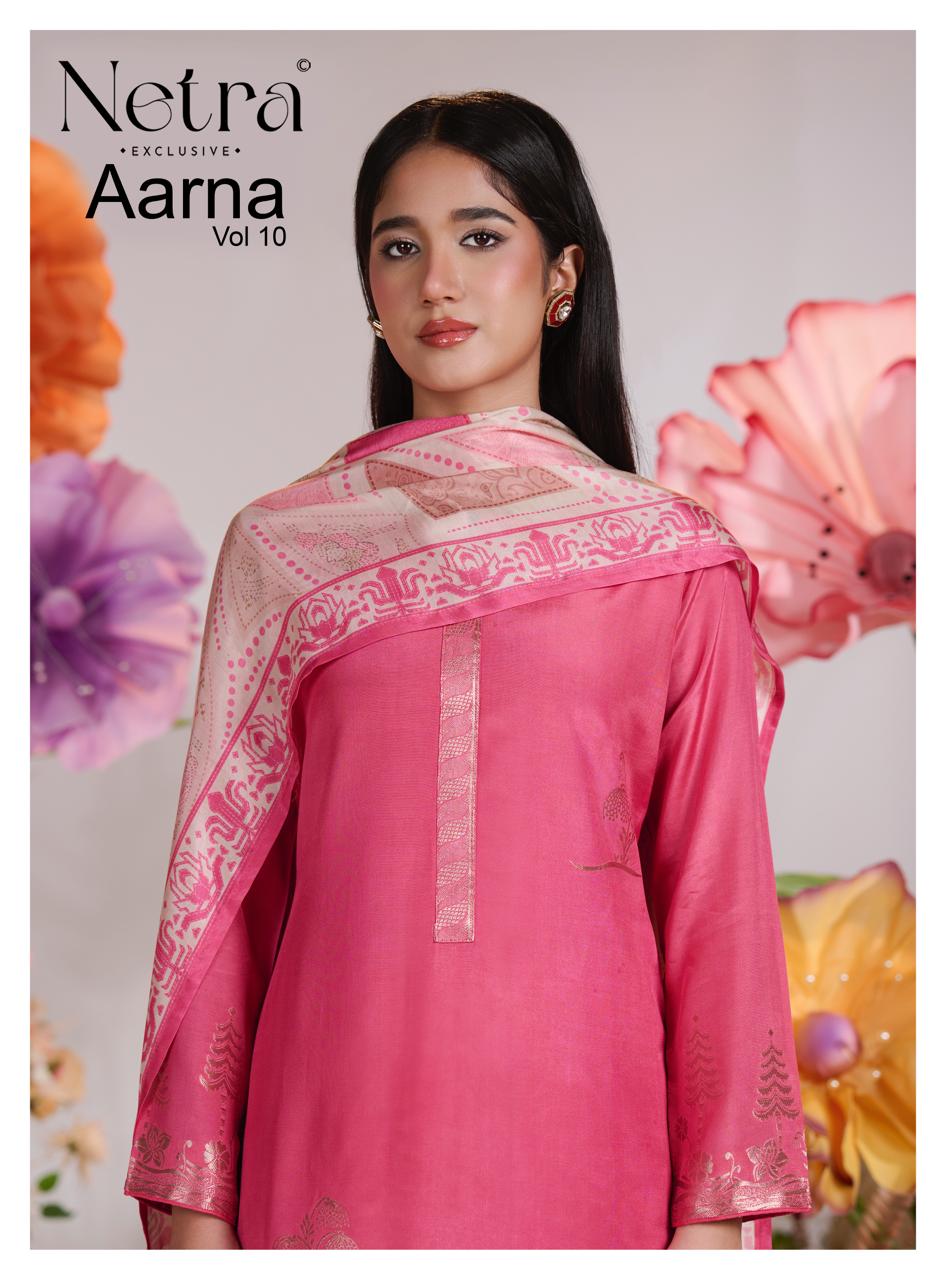 Aarna Vol 10 Netra Bemberg Muslin Pant Style Suits Wholesale Price