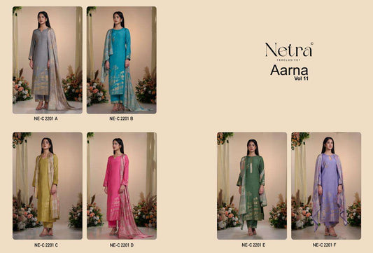 Aarna Vol 11 Netra Bemberg Muslin Pant Style Suits Wholesale Price