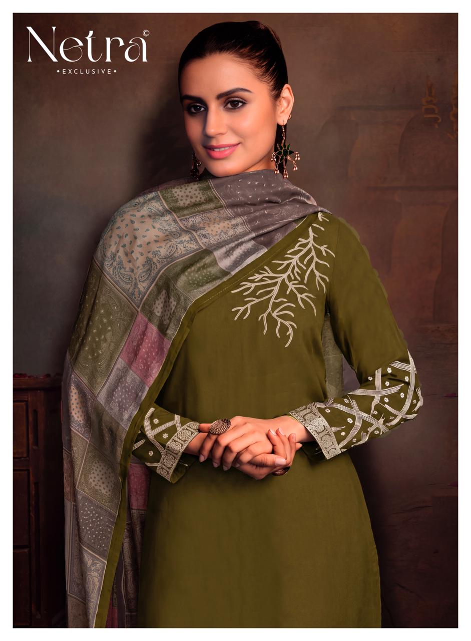 Aarna Vol 1 Colour Range 2 Netra Bemberg Pant Style Suits Manufacturer Gujarat